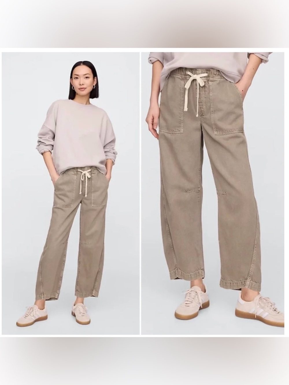 L Short - Gap Factory Mid Rise SuperSoft Pull-On Barrel Jeans (Used)